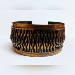 Vintage Bronze Tone Metal Cuff Bracelet